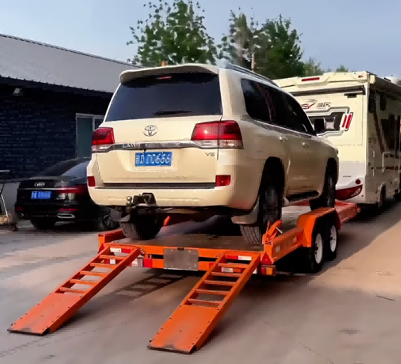 Remorque à plateau à essieu tandem de 3 tonnes